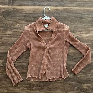 Tan sheer button up